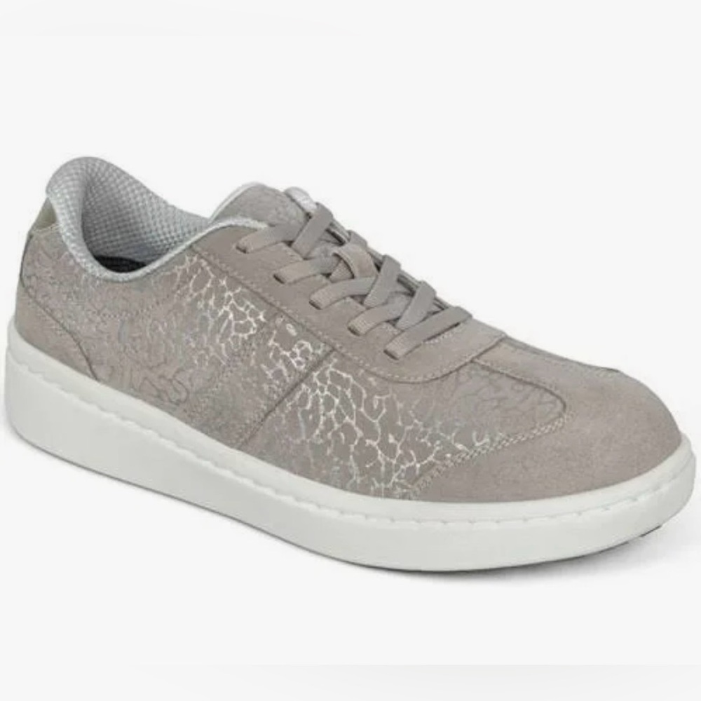 OrthoFeet Women’s Comfort Sneakers Size 8B Gray/Silver Suede Leather Upper